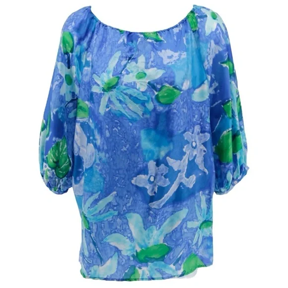 Lauren‎ Ralph Lauren 100% Silk Floral Hawaiian Resort Luau Blouse Size XL - Picture 5 of 8